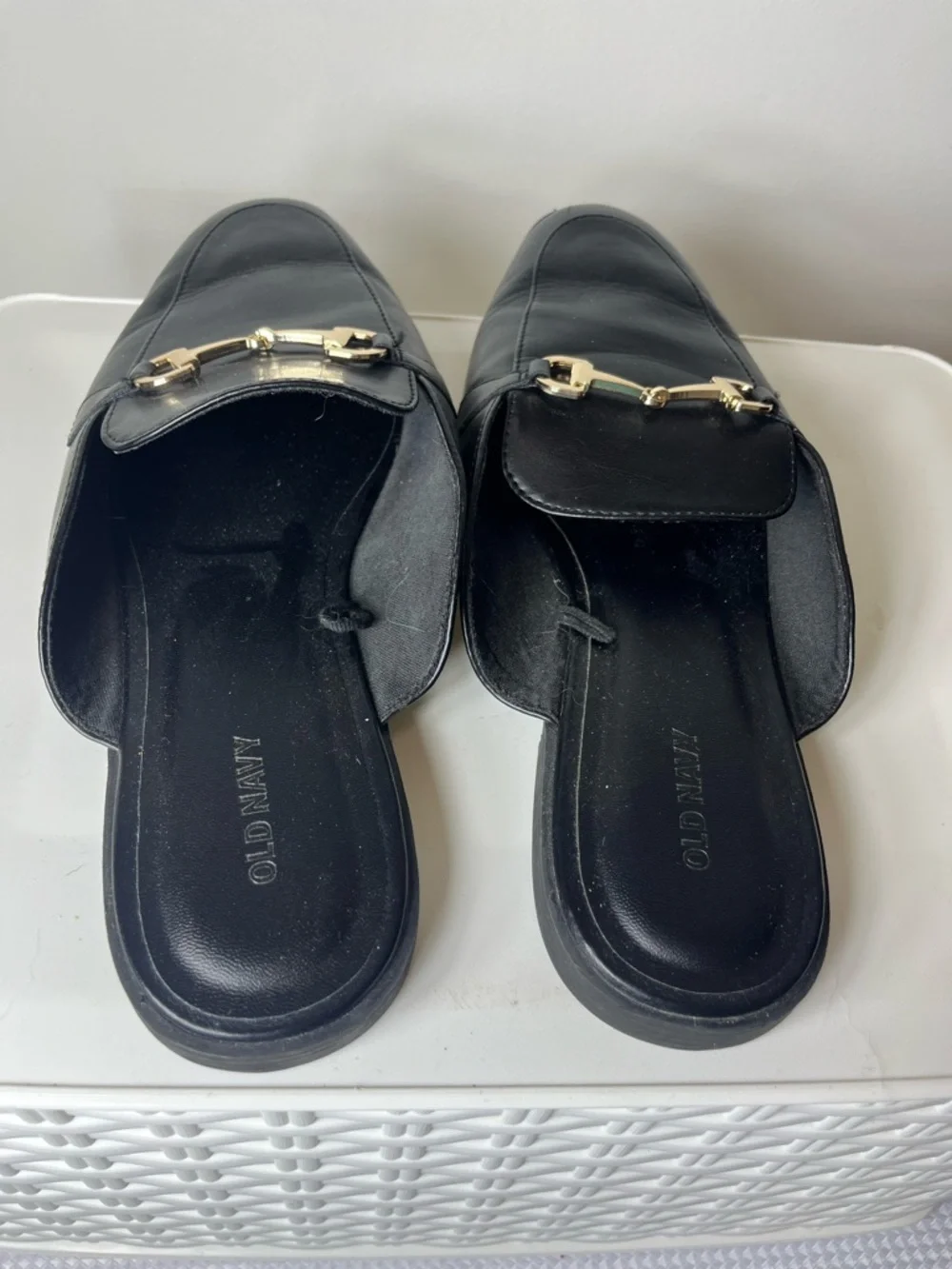 Old Navy Black Mule Loafers with Gold Accent - Picture 5 of 8
